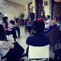Getting a briefing from activist @munahasan before walking into Jerusalem.