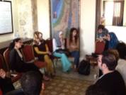 Susan Abulhawa discussing the Palestinian Novel with young writers in Gaza.